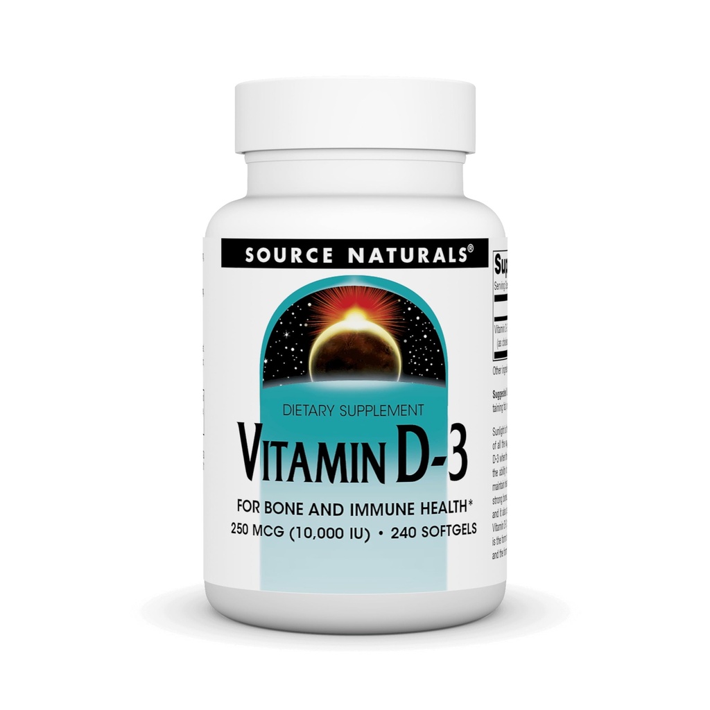 源のNaturalsのビタミンD-3の支持の骨及び免疫の健康*、250のmcg (10,000のIU) - 240のSoftgels