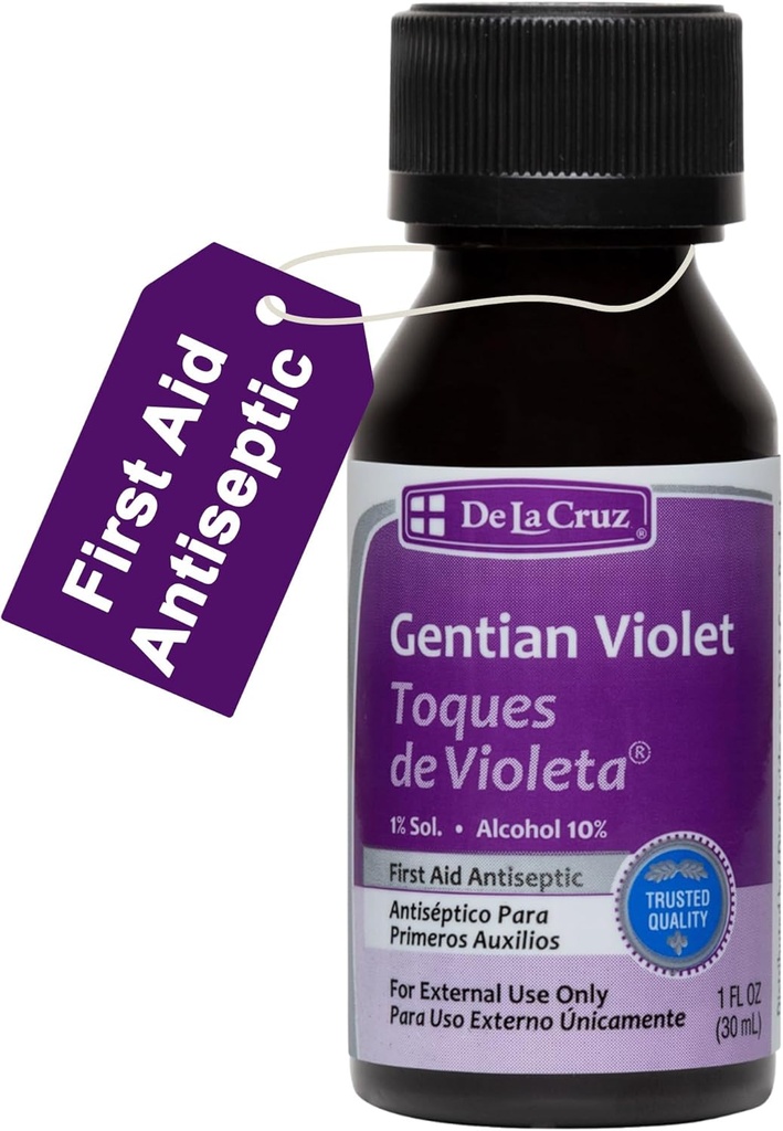デ ラ クルス ゲンティアン ヴァイオレット - Violeta de Genciana 1% 切口、屑および焼跡、1つのFLのOZのための最初の援助の防腐剤