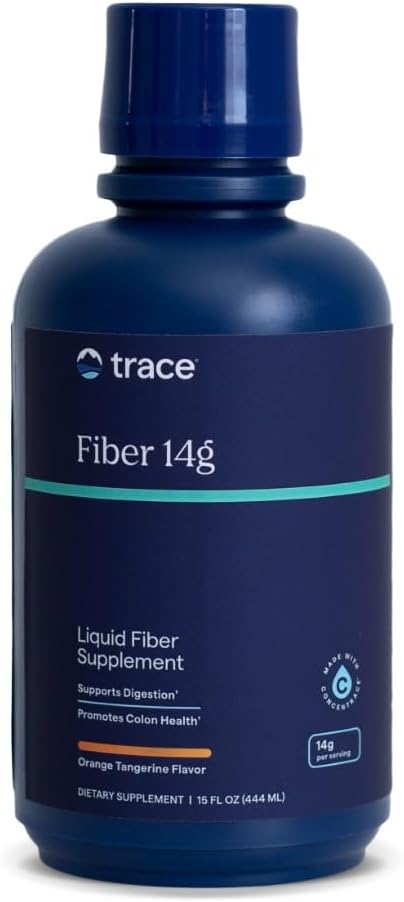 Trace Minerals Fiber 14g - コロンヘルス&ダイジェストサポート用繊維のサプリメント - バランスの取れたガットフローラ - 液体サプリメント - グルテンフリー - ビーガン - オレンジタンジェリン風味 - 15 floz (15 サービング)
