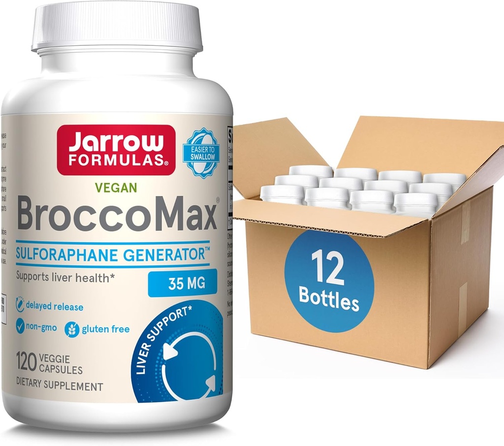 Jarrowフォーミュラ BroccoMax Sulforaphane Glucosinolate 35 MGのSulforaphaneの発電機は肝臓の健康、60日の供給までの120の野菜のカプセル、12のパックを支えます