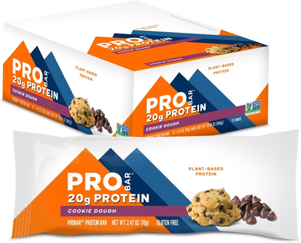 PROBAR - プロテインバー、クッキーダフ、非GMO、グルテンフリー、健康、植物ベースの、食品原料、自然エネルギー(12カウント)