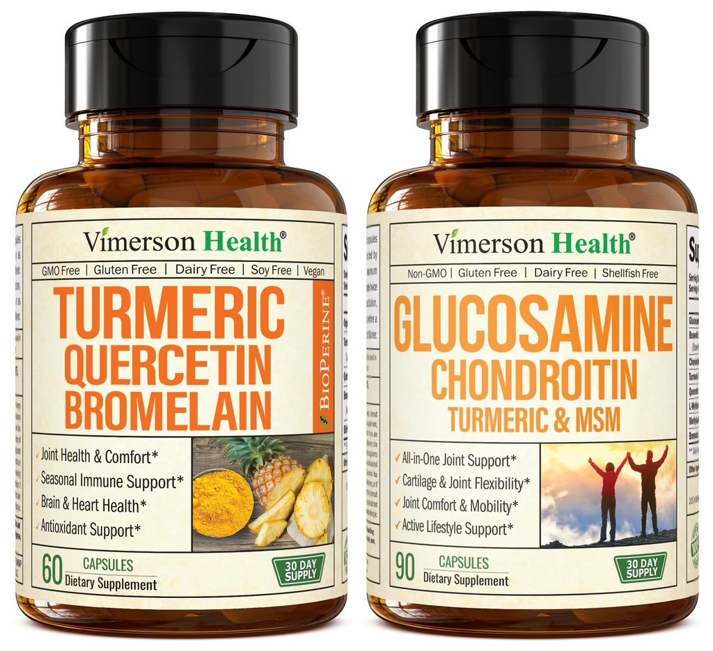 BromelainおよびTurmeric Curcumin及びGlucosamineのコンドロイチンMSMおよびTurmericの共同サポート補足が付いているケルセチン