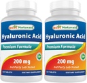 最高のNaturals Hyaluronic酸200 mg 120錠(非GMO、グルテンフリー) - 若々しい健康な皮膚と健康な関節機能を促進する(120カウント)