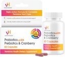 vH Essentials Probiotics for Women with Prebiotics, Cranberry & Vitamin C - 60 Capsules (30 Day Supply) - Women's Probiotics Support Gut Balance, Feminine Health & Urinary Tract Health for Women