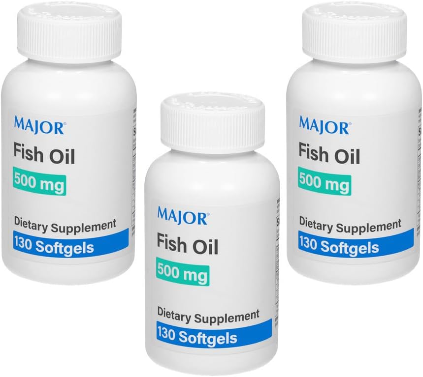 MAJORの魚油500mg Softgels - Omega-3魚油の補足 - サプリメント - 130カウント(3パック)