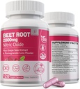 Beet Root Capsules 2000mg Nitric Oxide Supplements w/ Grape Seed Extract, Pomegranate Extract Supports Circulation & Blood Flow, Energy for Men/Women, Organic Beetroot Powder, Non GMO, 240 Counts
