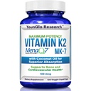 ビタミンK2 MK7 (MenaQ7) 100 mcg w/ココナッツオイル 優れた吸収性、食餌療法の健康の補足、120 ビーガン液体カプセルは、大人の女性と男性のための骨の強度と密度をサポート