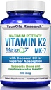 Vitamin K2 MK7 (MenaQ7) 100 mcg w/Coconut Oil for Superior Absorption, Dietary Health Supplement, 120 Vegan Liquid Capsules to Support Bone Strength & Density for Adults Women & Men
