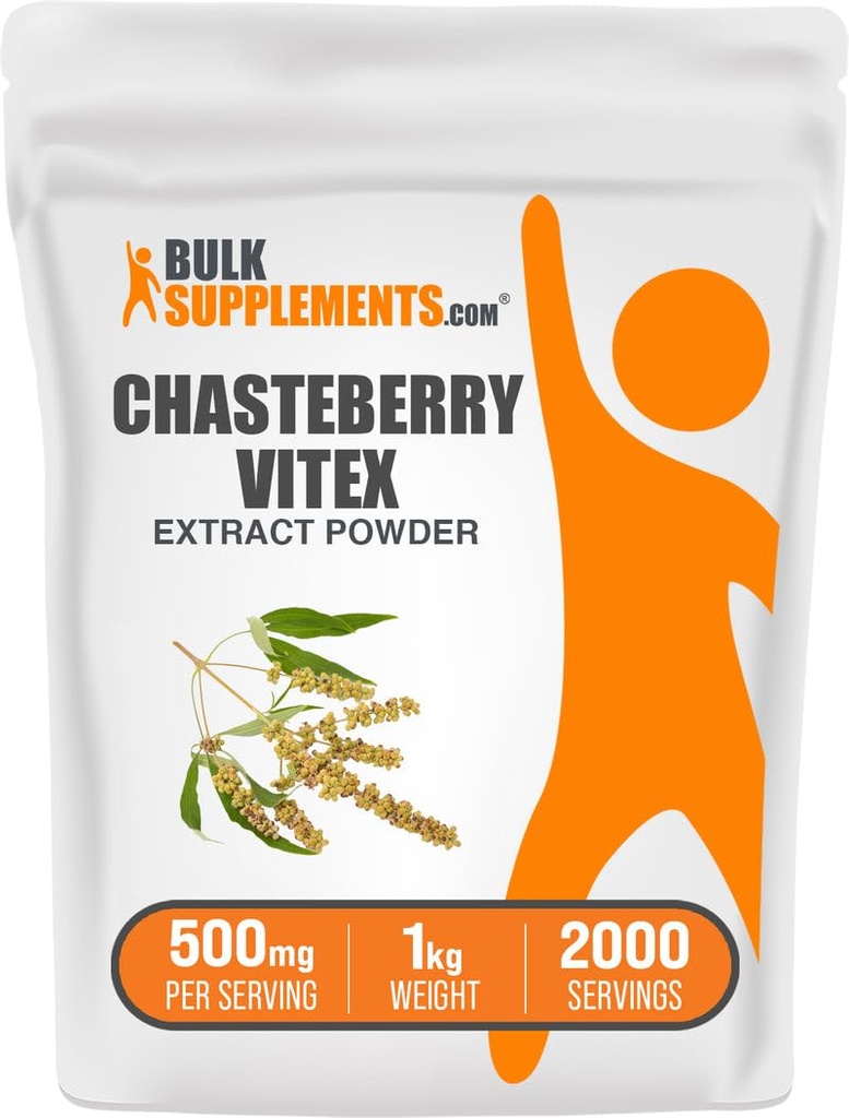 BulkSupplements.com Chasteberry Extract Powder - Chasteberry Sourced from Vitex Berry, ハーブサプリメント - ビーガン&グルテンフリー、500mg/サービング、1kg(2.2ポンド)(パック1)