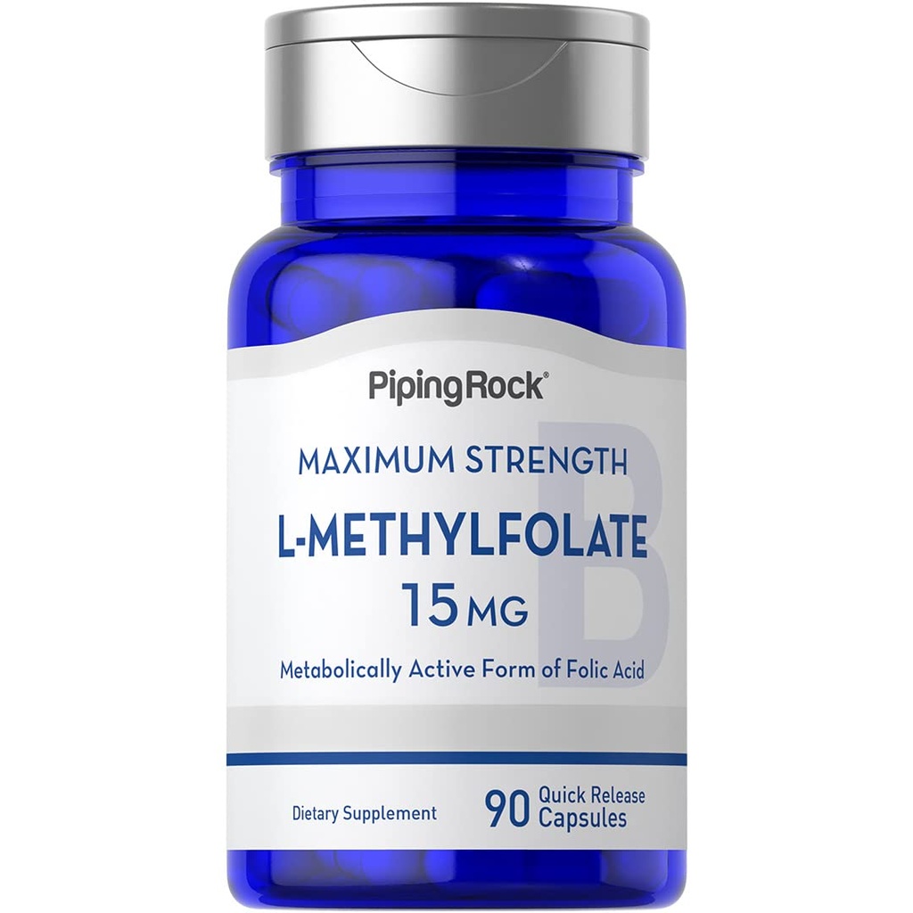 パイピングロックL Methylfolate 15 mg | 90カプセル | 最大効力 | 活性葉酸サプリメント | 非GMO、グルテンフリー