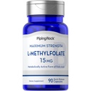 パイピングロックL Methylfolate 15 mg | 90カプセル | 最大効力 | 活性葉酸サプリメント | 非GMO、グルテンフリー