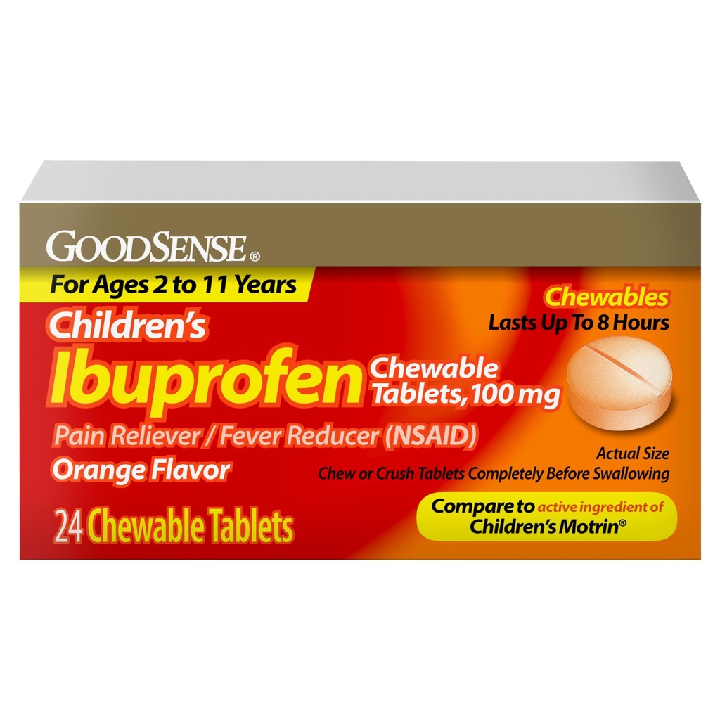 GoodSenseの子供のIbuprofenのChewableタブレット、100のmg、24の計算、痛みのRelieverおよびFeverの減力剤(NSAID)、一時的に熱く減らし、マイナー・エースおよび苦痛を取り除きます