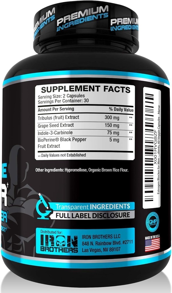 エストロゲンブロッカー - 抗エストロゲンサプリメント - 天然アロマターゼ阻害剤 - 増加リビドー&強度60カプセル - 筋肉の成長 - 減量(2ボトル)