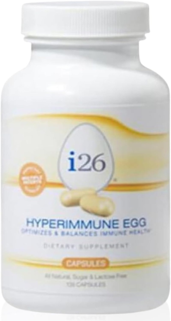 Youngevity i26® Hyperimmuneエッグカプセル - 免疫と消化のサポート - Hyperimmuneエッグパウダーサプリメント - 非GMO、グルテンフリー、乳糖フリー、135カプセル
