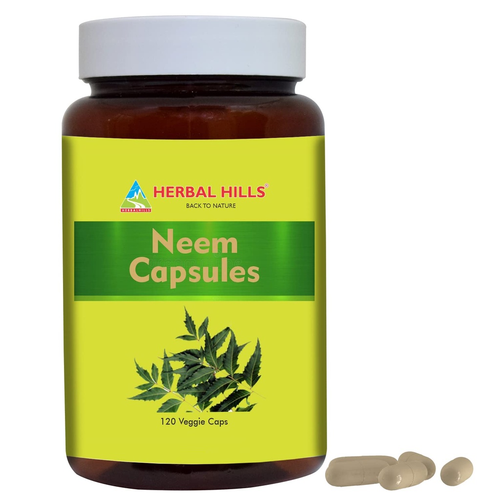 HERBAL HILLSのNeemのカプセル120のVeieのカプセルのNeemの葉のAzadirachta Indica 700のmgの粉およびカプセルのエキスのブレンド