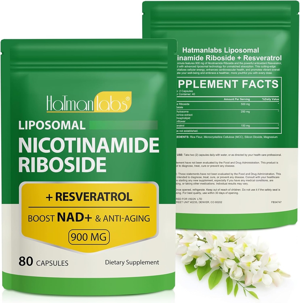 NADの補足、Liposomal NAD+ ニコチンアミドリボシドレスベラトロールサポートセルラーヘルス、スタミナ&ヘルシーエイジング - 80カプセル