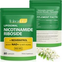 NADの補足、Liposomal NAD+ ニコチンアミドリボシドレスベラトロールサポートセルラーヘルス、スタミナ&ヘルシーエイジング - 80カプセル