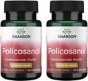 Swanson Policosanol - Supplement Helps Support Cardiovascular Health - All Natural Formula Aids Good Heart Health & Function - Helps Maintain Healthy Cholesterol Levels (60 Capsules, 20mg each) 2 Pack
