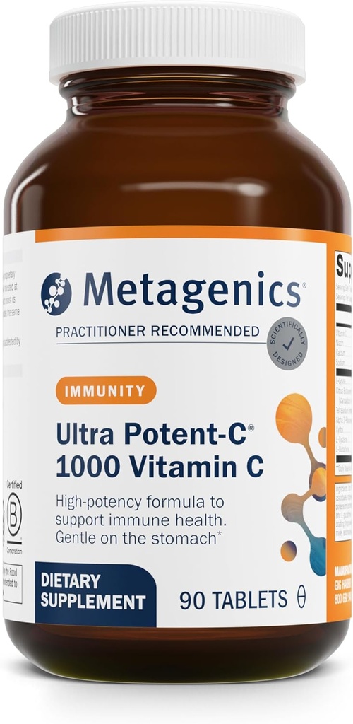 Metagenics Ultra Potent-C 1000 - 抗酸化力のあるビタミンCサプリメント - 免疫健康、コラーゲンフォーメーションと胃の快適さをサポート - 非GMO&グルテンフリー - 90錠