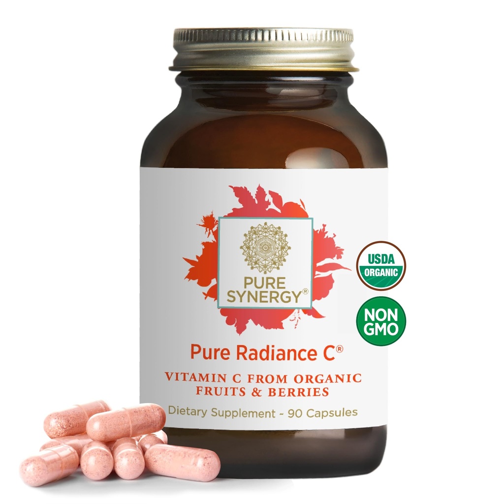 PURE SYNERGY の純粋な放射 C – 有機ビタミン C のカプセル | 100% の全食品の補足、非 GMO の自然な免疫及びコラーゲン サポートのカム のエキス – 90 のカプセル