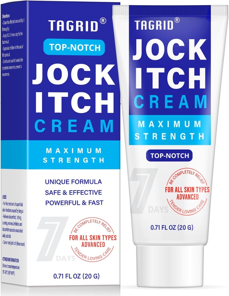 TAGRIDの最大強度のJock Itchクリーム、Jock Itch、Tinea Cruris、Jock Itchクリーム男性と女性のための余分な強度、Tiernea Corporis、Itch Cream - 強力で高速 - 60g (20g)
