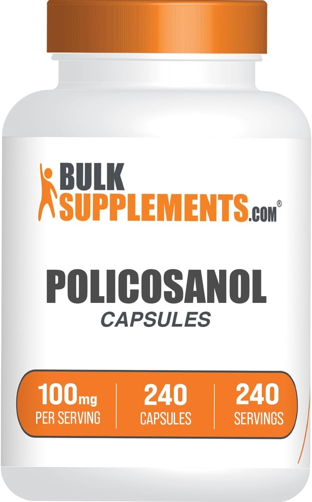 BulkSupplements.com Policosanolカプセル - 砂糖ケーン、Policosanol 100mgから - グルテンフリー、1カプセル/サービング、240カプセル(パッケージ1)