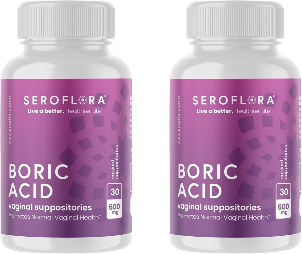 Serofloraのホウ素の酸の腟のSuppositories 600のmg -女性のためのホウ素の酸の丸薬- Intimateの健康pHのバランス-米国でなされる腟の臭気制御(30ct、2bottles)を支えて下さい。