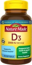 Nature Made Vitamin D3 2000 IU (50 mcg), Vitamin D Supplement for Bone, Teeth, Muscle and Immune Health Support, 250 Softgels, 250 Day Supply