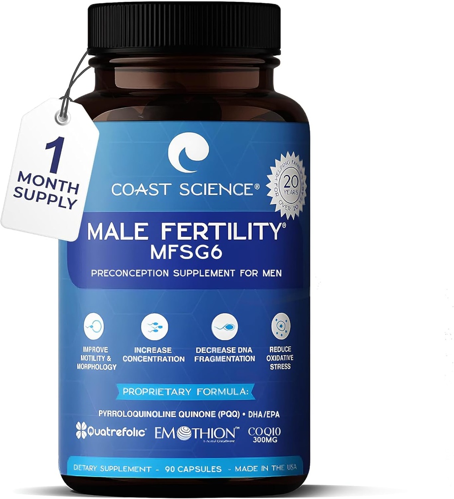 Male Fertility Supplements MFSg6 - CoQ10, Ashwaganda, PQQ - Sperm Health Count and Semen Booster Fertility Supplement for Men - Includes Prenatal Vitamins and PQQ - 90 Capsules