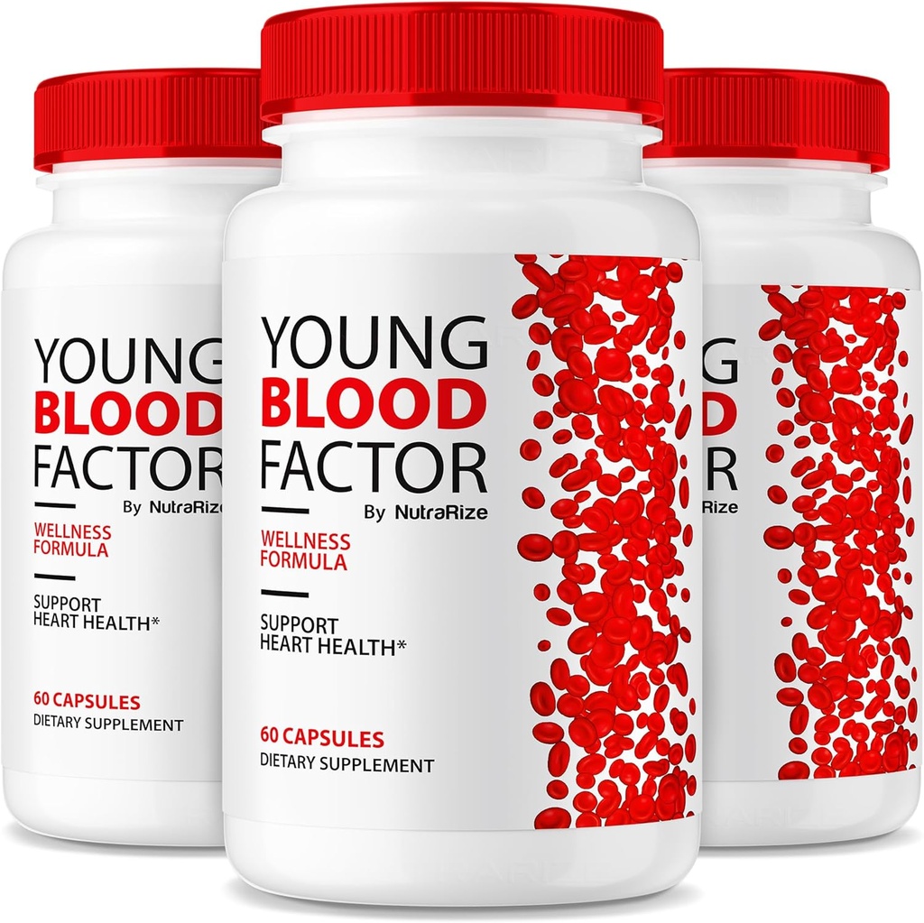 NutraRize (3 Pack) Young Blood Factor Capsules - Official Blood Vessel Cleaner Formula, All Natural Supplement to Maintain Healthy Stable Levels, YoungBloodFactor Support Pills Reviews (180 Capsules)