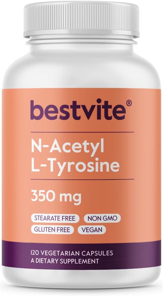 BESTVITE N-Acetyl L-Tyrosine 350mg (NALT) (120カプセル) - Stearatesなし - 非GMO -グルテンフリー