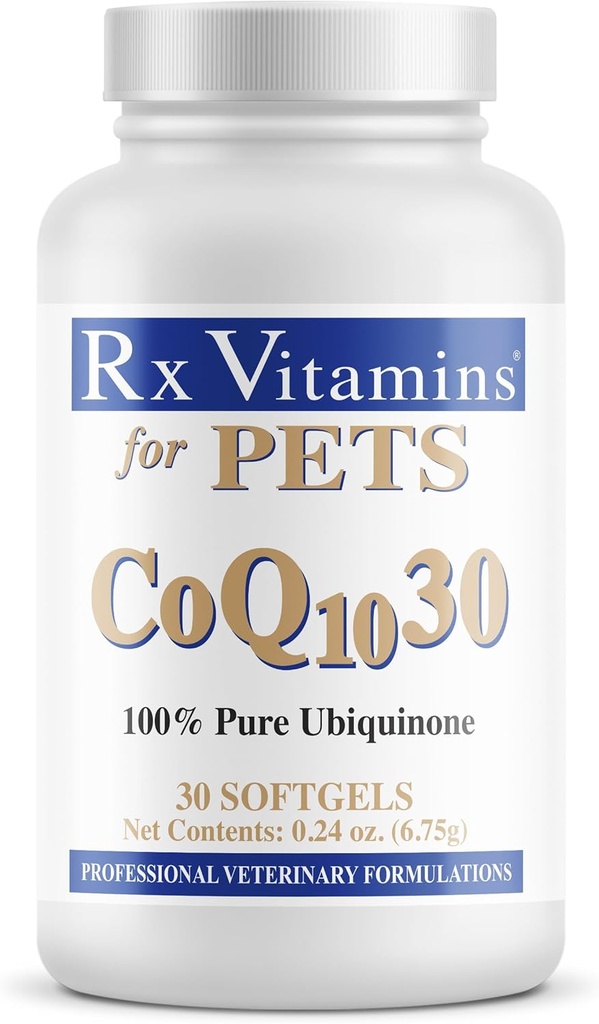 犬と猫のためのRxビタミンCOQ10-30 - 医薬品グレードのUbiquinone - 30 Softgels
