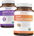 Adrenal & Ashwagandha(1ヶ月の供給) Calm & Energize Bundle - L-Tyrosine(120カプセル)とUSDA Organic Ashwagandha 1350mg Ashwagandha Rootパウダー(60カプセル)