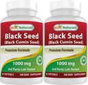 ベストナチュラルズ2パックブラックシードオイルカプセル1000mg(非GMO)ニゲラサティバ - 100%コールドプレスブラックカミンシードオイルピルは、Thymoquinonoe 60(合計120ソフトゲル)が含まれています