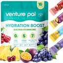 Venture Pal Sugar Free Electrolyte Powder Packets - Liquid Daily IV Drink Mix for Rapid Hydration & Party Recovery | 5 Vitamins & 7 Electrolytes| Keto Friendly | Non-GMO | Certified Vegan | 16 Sticks