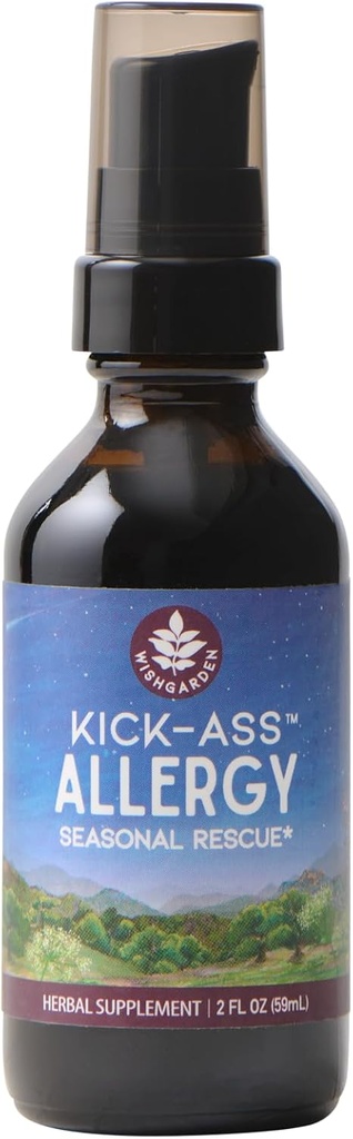 WishGardenハーブキックアスアレルギー - 植物ベースの非眠草アレルギーのサプリメントNettleリーフ、Echinacea、およびYerbaサンタ、ヘルシーなヒスタミン反応をサポートし、季節的な象、2oz