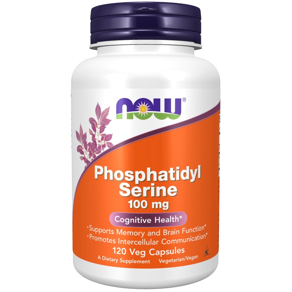 NOW食品は、大豆レシチン、120ベジカプセルから派生するリン脂質化合物と、Phosphatidyl Serine 100 mgを補います