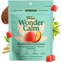 植物の人々 WonderCalm のきのこのグミー - 天然のアシワガンダ 砂糖、グルテンフリーや人工色、ビーガンフレンドリー、ピーチ フレーバー、60 カウントなしで大人のために気分を増やす
