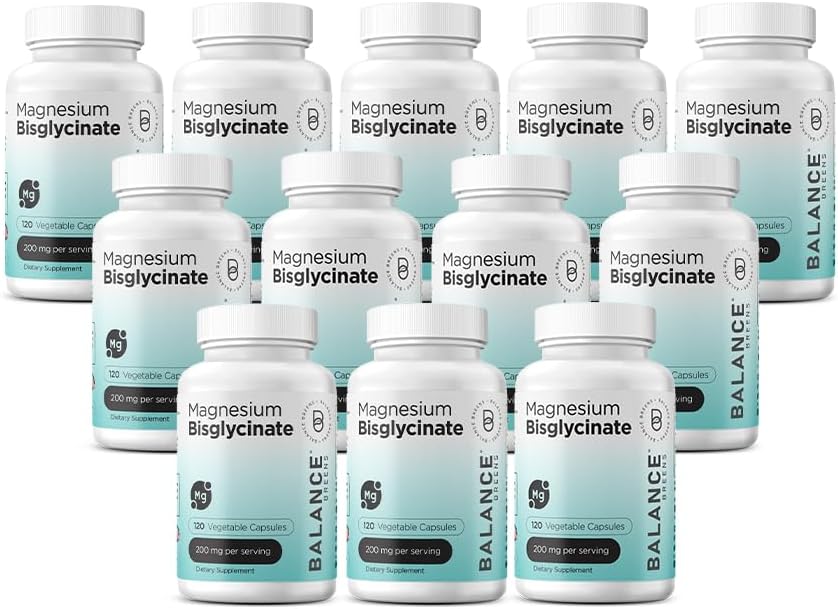 マグネシウムのBisglycinate 200mg -高い吸収のChelatedのマグネシウムの補足-Stomach、Glutenなしの無縁、サポート睡眠、筋肉けいれん及び肯定的な気分- 120のカプセル(12のパック)