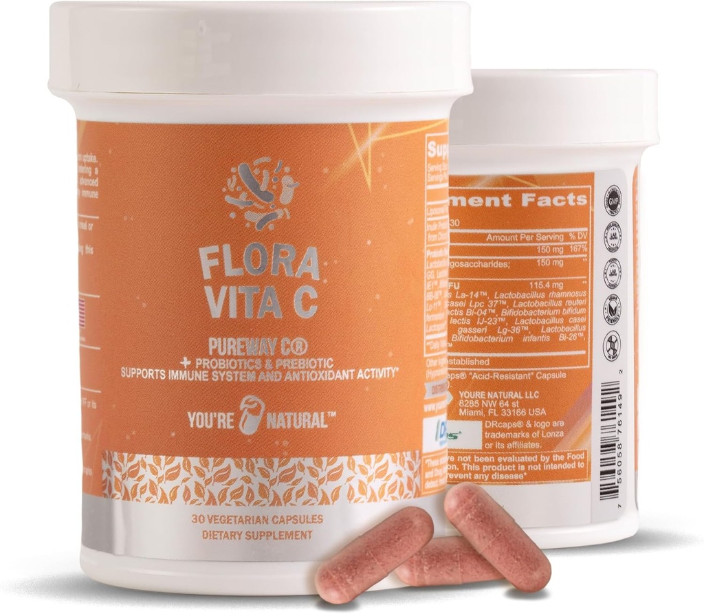 Flora Vita C Probiotic & Antioxidant、Liposomal Pureway C、免疫サポート、Collaagen Booster Plus Digestive & Gut Support for Women & Men - Lactobacillusと12 登録プロバイオティクス - 30日間サプライ