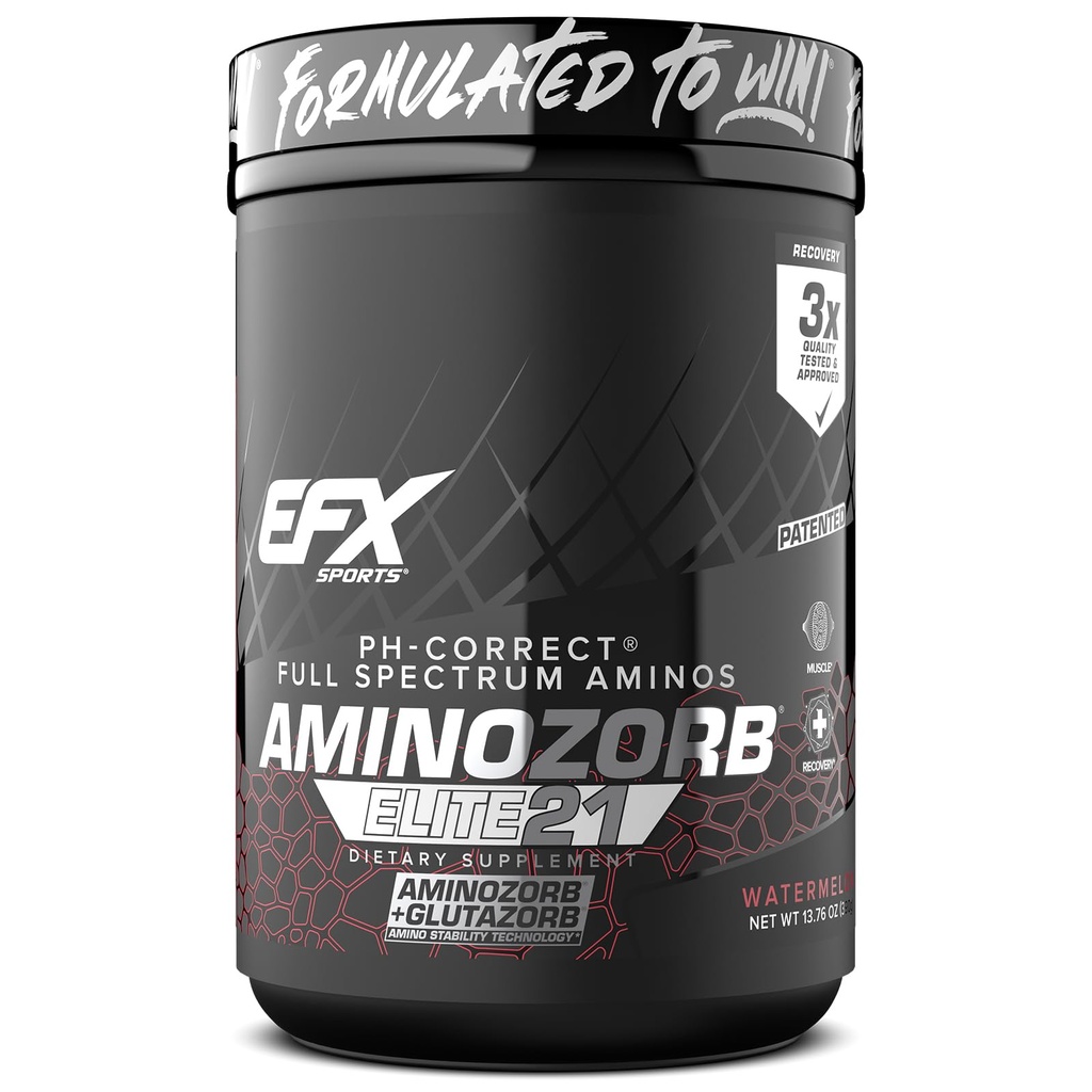 EFXスポーツアミノゾルブエリート21 | PH-Correct、フルスペクトラムアミノ + グルタミン | エッセンシャル&非エッセンシャルアミノ | ゼロシュガー | 30サービング(スイカ)