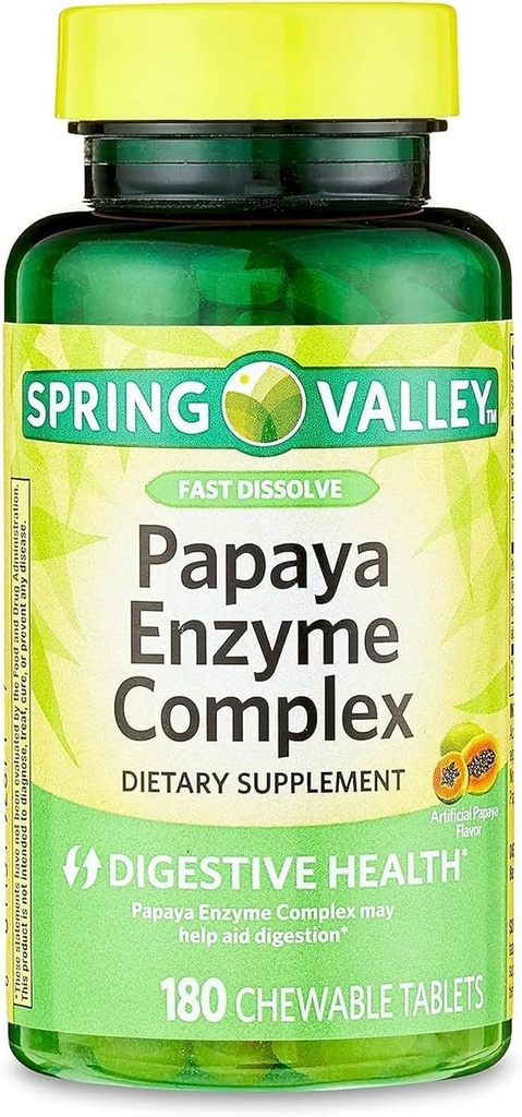 Papaya酵素コンプレックスChewableタブレット栄養補助食品、180カウント