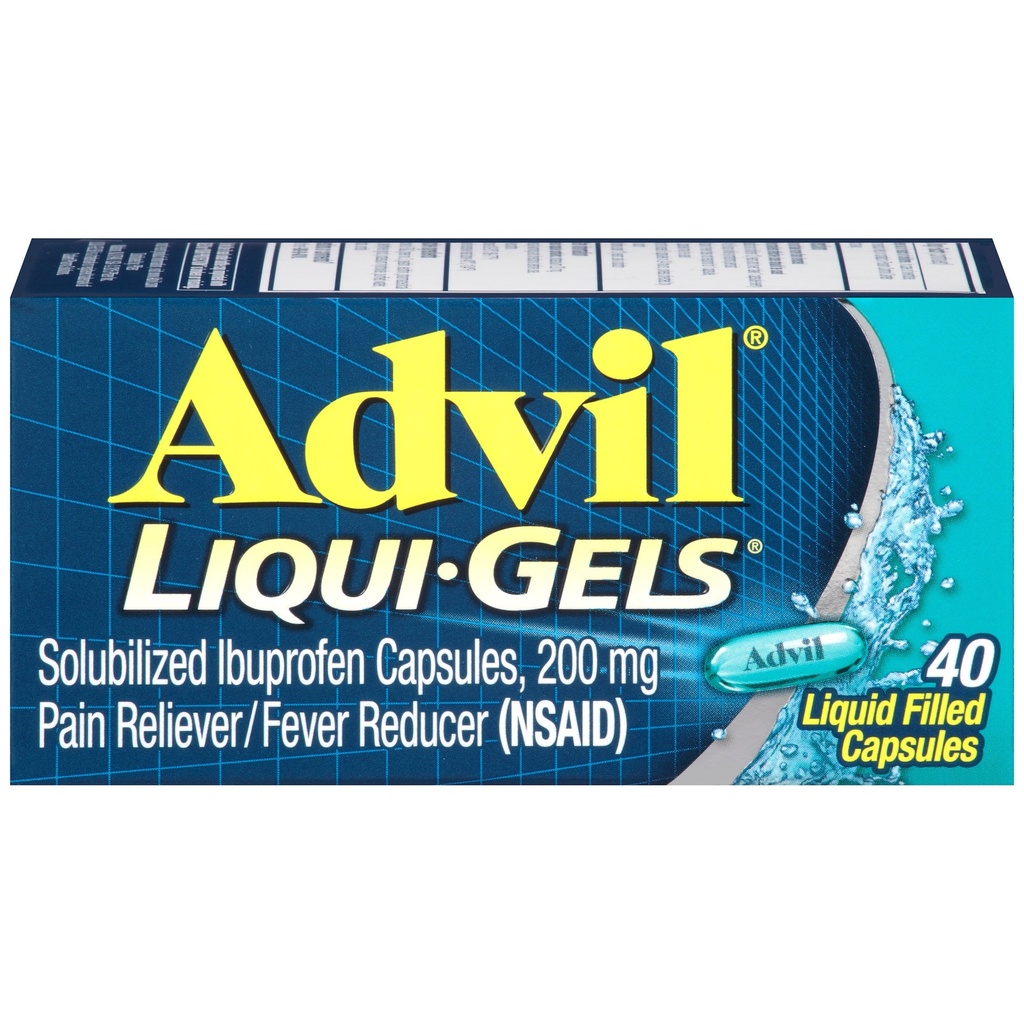 Advil Liqui-Gelsの痛みのRelieverおよびファーバーの減力剤、頭痛、腰痛、月経の痛みおよび接合箇所の痛みの救助のためのIbuprofen 200mgの大人のための痛みの薬- 40の液体はカプセルを満たしました