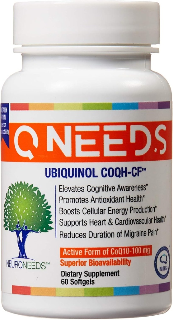 QNeeds® coqh cf Ubiquinol 100 mg COQ10 臨床的に最大吸収のための高められた配達、高められた Mitochondrial サポート、中心の健康のための酸化防止、60 の計算Softgels