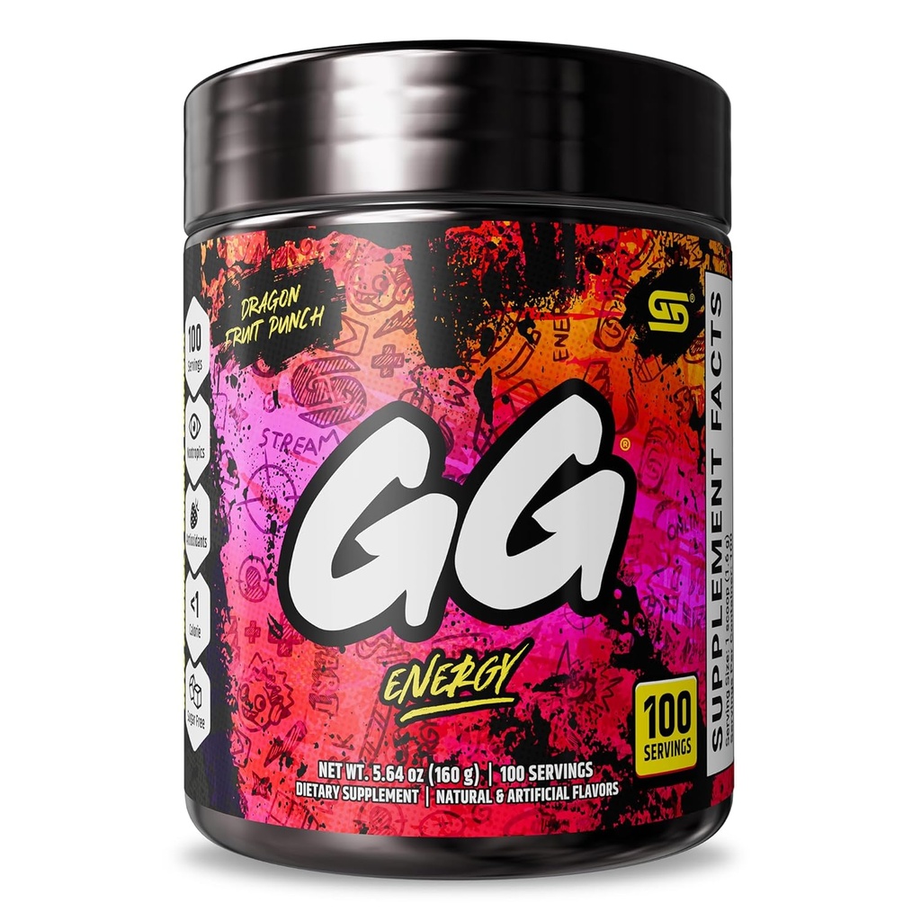 ゲーマーは、GG®エナジー-ドラゴンフルーツパンチ(100サービング)- Keto Friendly Gaming EnergyとNootropic Blend, Sugar Free + Organic Caffeine + Vitamins, Powder Drinkを発売
