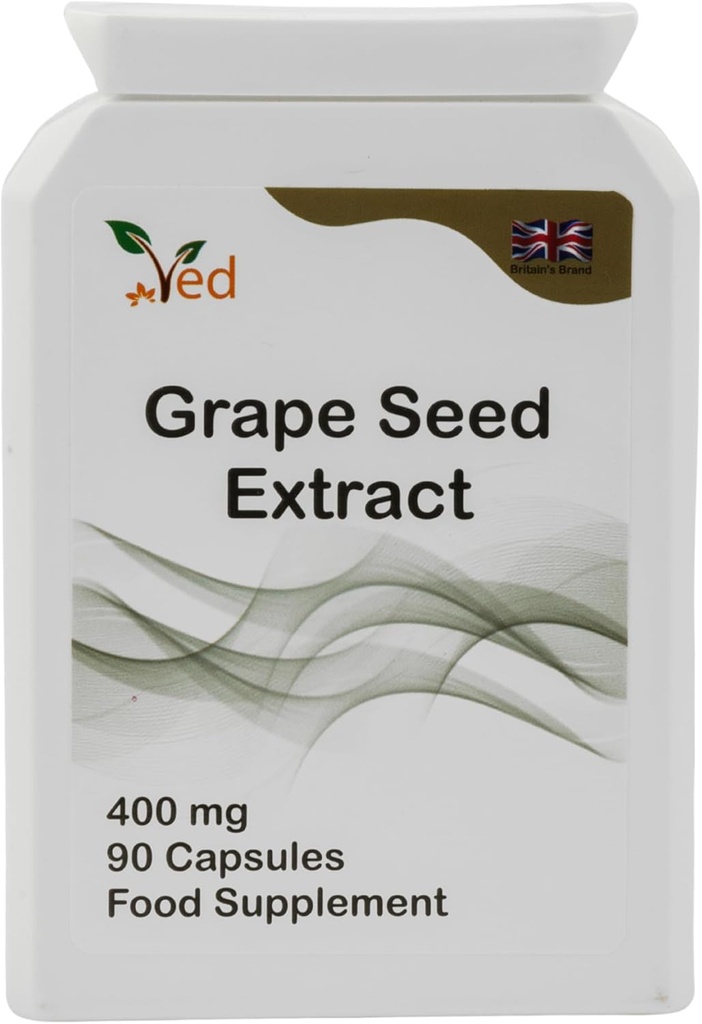 Ved OPC Grape Seed Extract Capsules, Min. 95% Oligomeric Proanthocyanidins,400 mg 90 Vegan Capsule (3 Months Supply)