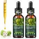 (2パック)サワーソップグラビオラ液滴2000mg、細胞サポート&再生のための98%吸収、免疫ブースト、肝臓、ハーブグッズ、サワーソップビター液体砂糖/グルテンフリー、ナチュラルフレーバー、4 Fl Oz