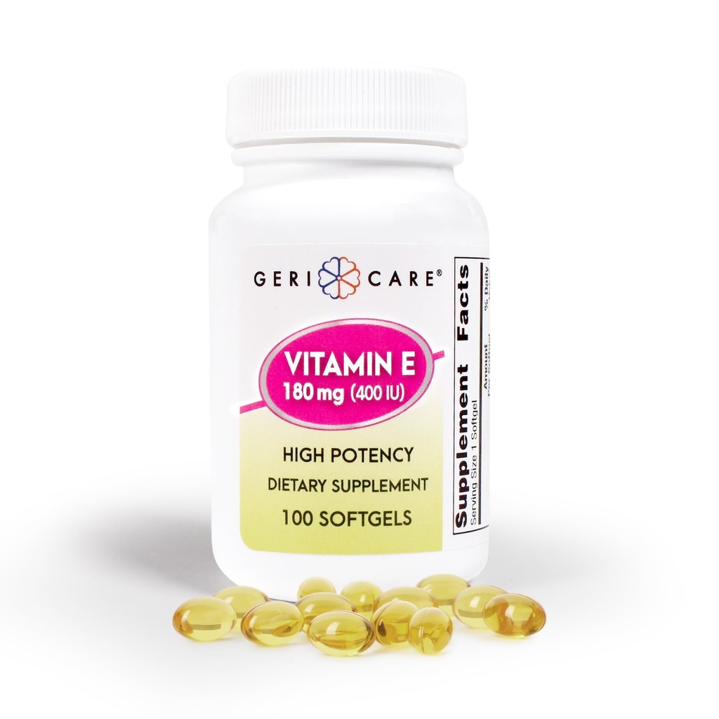 GeriCare 高効力ビタミンEカプセル - 皮膚&免疫サポート用400 IU、180mg | 100カウント | 女性と男性のための有機ビタミンE
