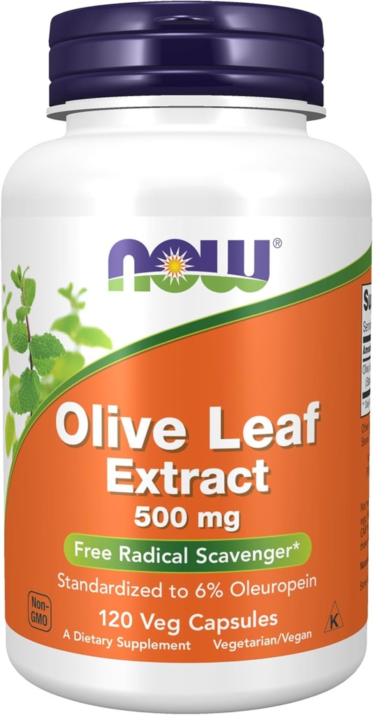 NOW Foods Supplements, Olive Leaf Extract 500 mg, Free Radical Scavenger*, 120 Veg Capsules