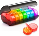 Yaklim Pill Organizer 2 Times a Day, Weekly Pill Box AM PM, Black Privacy Protection Daily Medicine Pill Organizer with Large BPA Free Pill Case for Holding Vitamins, Fish Oils, Supplements (Rainbow)